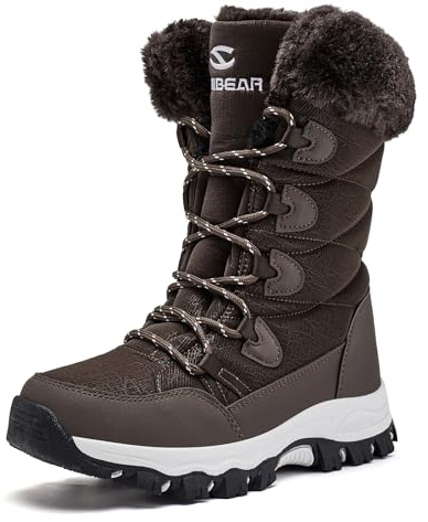 HOBIBEAR Botas de nieve para mujer, ligeras, cálidas, forradas de piel sintética, impermeables, para invierno, botas de pantorrilla media