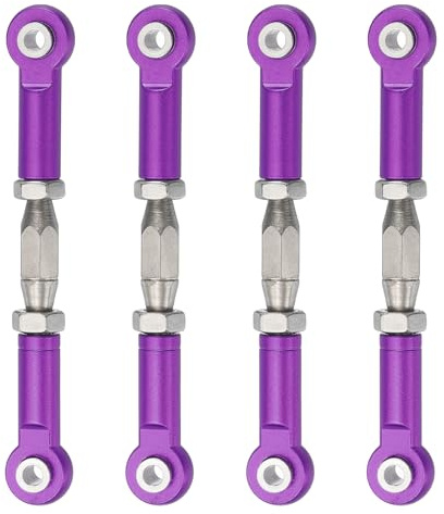 sourcing map 4 Pcs Steering Servo Turnbuckle Rod RC Aluminum Alloy Linkages for HSP 1/10 94123 On-Road RC Car (Purple, 62mm)