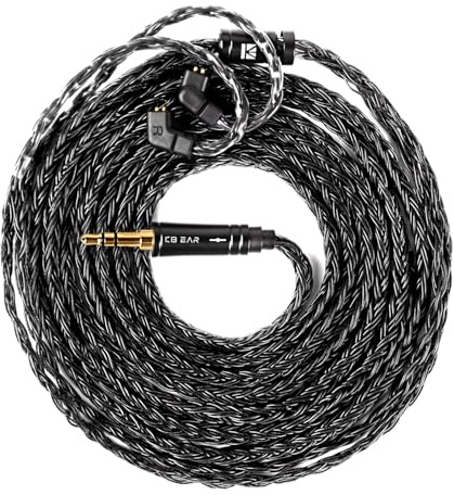 KBEAR JunTian IEM - Cavo per cuffie intrauricolari da 2 m, 16 conduttori 5N OCC placcato argento per kz zs10 Pro, Tangzu wan'er, audiofilo e batterista (connettori QDC, jack da 3,5 mm)
