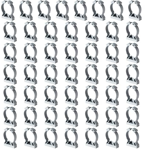50 pezzi Clip fissatubo a collare, Diametro 32 mm, a chiusura rapida, supporto per tubo rigido, fermacavo, tubazioni, impianto elettrico, tubo acqua, in tecnopolimero ad alta resistenza, grigio