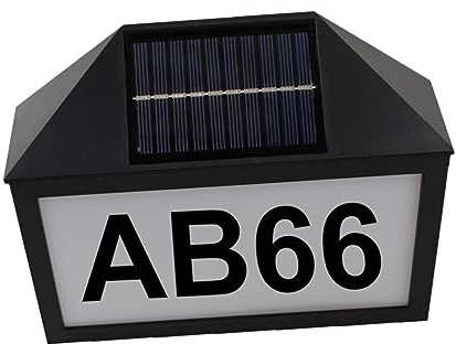 Veemoon Solar Powered Warm Light House Number Sign Durable Outdoor Address Plaque LED Lamp for Saving Solar Doorplate with Easy Installation for Garden and Villa