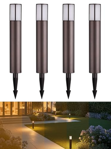 LEONLITE Low Voltage Bollard Pathway Lights, 5CCT 5W 12-24V 1800K/2700K/3000K/4000K/5000K Selectable, Wired LED Landscape Lighting for Lawn Yard Walkway Driveway, Oil Rubbed Bronze Aluminum, Pack of 4