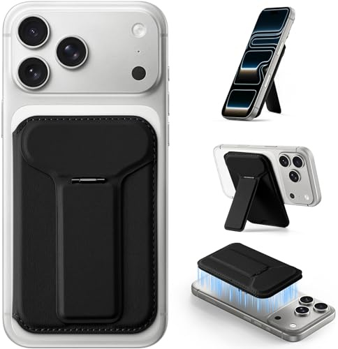 DUX DUCIS för MagSafe Wallet, 2 korthållare, veganskt läder, mångsidighetsplånboksstativ, för iPhone 17/16/15/14/13/12-serien och utvalda Samsung-enheter, svart, 2 Karten Halter, klassisk