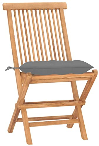 pokgdf Tavolo da giardino pieghevole in teak con cuscino – 3 pezzi mobili da giardino in legno massello pieghevole per terrazza e giardino – Gruppo da pranzo pieghevole in legno di teak massiccio