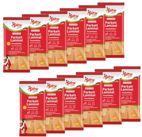 Poliboy - Parkett & Laminat Feuchttücher - gründliche, schnelle Reinigung speziell für Parkett- und Laminatböden - 10er Pack - 10x15 Tücher - Made in Germany