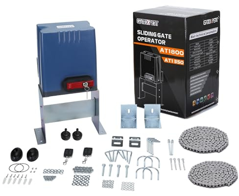 GATEXPERT Sliding Gate Opener with Remote Controls & Security Photocell Sensor,Chain Driven AC Motor for Gate up to 1350lb (AT1350 Automatic Gate Opener Kit)