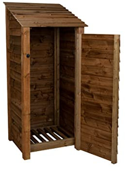 Arbor Garden Solutions wooden log store 6ft with door, firewood storage (W-79cm, H-180cm, D-88cm), brown finish (Without kindling shelf)