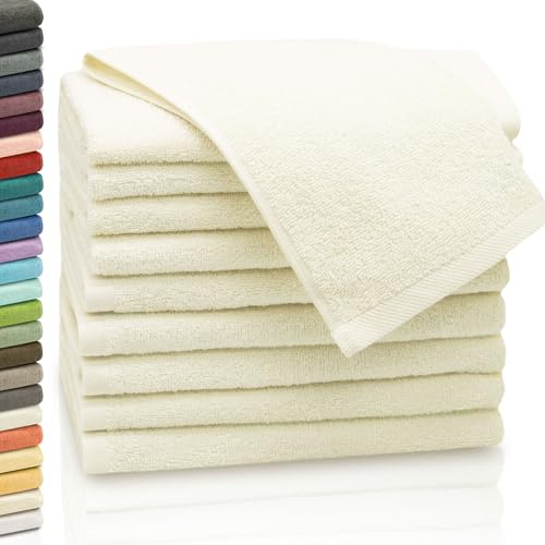 ZOLLNER 10er Set Gästehandtücher - weiche und saugstarke Handtücher - waschbar bis 95°C - Baumwolle - 30x50 cm in Natur