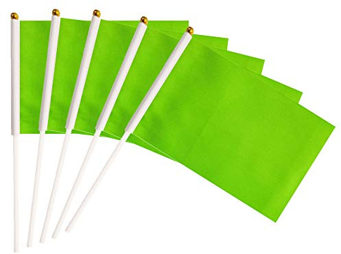 BCLin 25 Stück Stick-Flaggen, handgehalten, kleine Mini-DIY-Flaggen auf Stab, 21 x 14 cm, Outdoor-Dekoration, Party-Dekorationen, Zubehör für Paraden, Festivals, Feiern grün