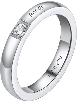 U7 Damen Herren personalisierte Geburtsstein Ring Edelstahl/18k vergoldet Verlobungsring Freundschaftsring mit Name Gravur Ring Schmuck Geschenk für Mutter Tochter BFF