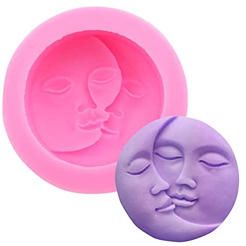 Ecoticfate Stampo per Il Viso del Sole lunare a Mezzaluna, Innovativo Stampo in Silicone per Candele a Forma di Luna, 3D a Mezzaluna per cubetti di Ghiaccio Fatti a Mano al Cioccolato