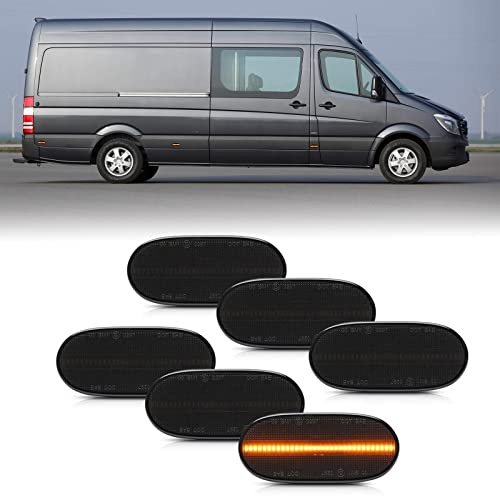 njssjd 6 x LED-Seitenmarkierungsleuchten 12-24 V gelbe Blinker für M'ercedes B'enz Sprinter W906 Volks Crafter 2E 2F gesmokte Lence-LED-Umrissleuchten ersetzen die serienmäßige Halogenbirnenbaugruppe