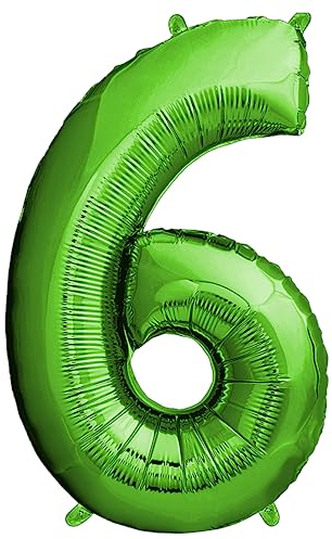 envami® Palloncini Compleanno 6 Anni Verde 101 CM - Palloncino Numero 6 - Numeri Gonfiabili Compleanno - Decorazioni Compleanno - Vola con l'Elio
