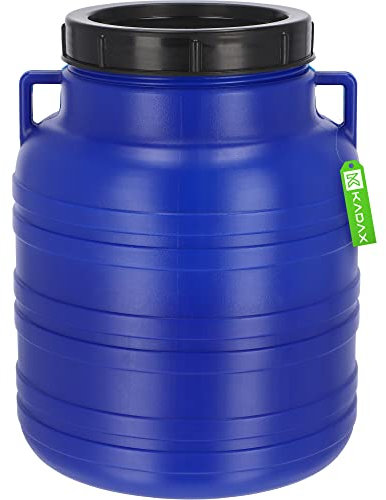 KADAX Plastic Barrel 10L, Large Water Container with Lid, Multifunctional Drum with Wide Opening for Pickle Fermentation and Food Storage (Blue)