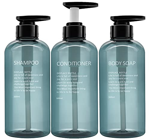 3er Pack nachfüllbarer Shampoo- und Conditioner-Spender, leerer Seifenspender aus Kunststoff für die Dusche, wiederverwendbares Shampoo- und Body-Wash-Flaschenpumpen-Set für Badezimmer oder Hotel