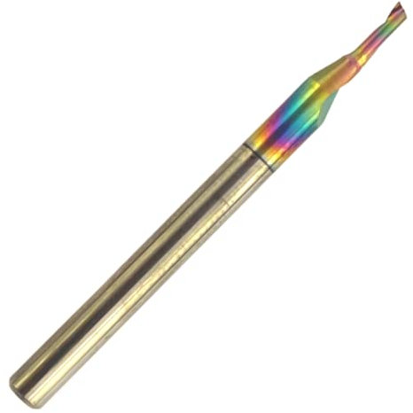 Rennie Tools - 1mm Cutting Diameter x 3mm Single Flute (O Flute) Solid Carbide Up Cut DLC Coated Spiral Router Cutter For ACM Aluminum Acrylic PVC MDF Plastic Endmill/End Mill