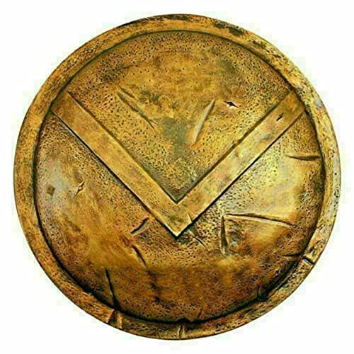 R.K GLOCAL ENTERPRISES Medieval 300 Spartan King Leonida - Scudo in metallo di calibro 18, in ottone anticato (45,7 cm, ottone anticato)