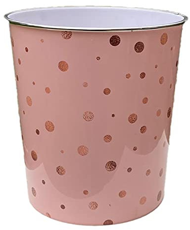 Homeshopa Plastic Waste Paper Basket Bin, Round Wastebasket Trash Can, Lightweight Recycling Rubbish Bin for Home Office Kitchen Bedroom, Garbage Container Dustbin, 7.7Litre (Pink Dot)