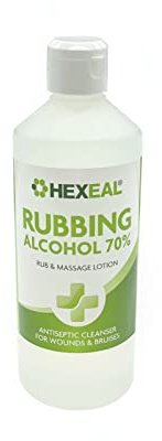 Hexeal 70% Rubbing Alcohol 500ml – 500ml Flip Cap of Lab Grade Isopropyl Alcohol 70% / Isopropanol – Cleaning Fluid, Disinfectant & Solvent for Paint Thinning – Degreaser & Sanitiser
