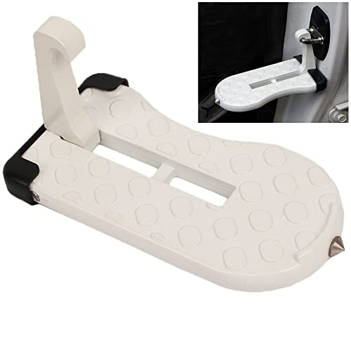 Ygapuzi Universal Auto Tür Verriegelung Schritt, Faltbare Auto Dachträger Schritt mit Glas Fenster Breaker, Einfacher Zugang zum Dach für die meisten Auto, SUV, LKW, Max Last 400 LBS (Weiß)