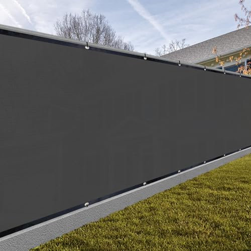 SUNNY GUARD Privacy Screen Fence 6' x 50' Dark Grey Heavy Duty Dustproof Denoise Fencing Mesh Fabric Shade Net Cover for Outdoor Wall Garden Yard Pool Deck(We Make Custom Size)