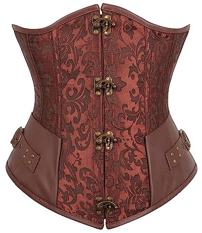 Bustier-Korsett Für Damen, Oberteil – Leder, Steampunk-Unterbrustkorsett, Damen-Bustier-Korsett, Formkörper, Sexy Dessous, Schlankheitsgürtel, Übergröße S-2Xl, Kaffee, L