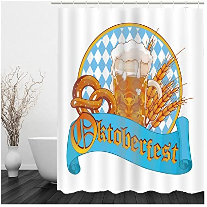 Whoiy Duschrollo Grau, Bad Vorhang Modern 165X200cm Polyester Shower Curtains Bierweizen Weiss Waschbar Wasserdicht