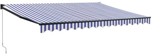 vidaXL Markise, Sonnenmarkise Einziehbar, Gelenkarmmarkise mit Kurbel, Terrassenmarkise Balkonmarkise Sonnenschutz, Blau Weiß 4x3m Stoff Aluminium