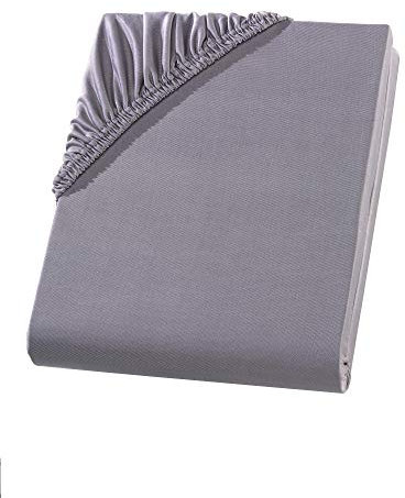 Visaggio Mikrofaser Spannbettlaken 180x200-220 + 40 cm Boxspringbett Grau Microfaser Polyester Spannbetttuch Bettlaken