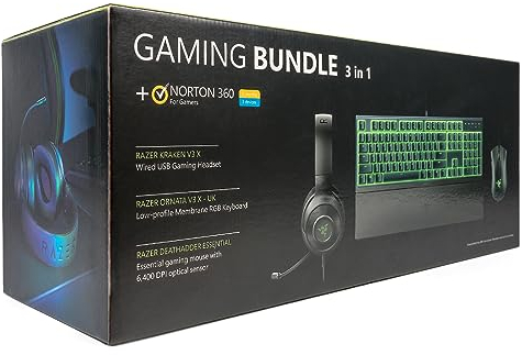 Razer Gaming Bundle: Ornata V3 X Tastatur, Kraken V3 X Headset, DeathAdder Essential Mouse - Schwarz