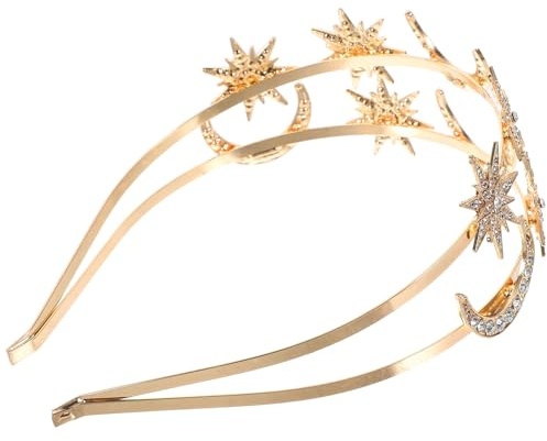 FRCOLOR Stern Und Mond Stirnband Doppellagiges Strass Göttinnen-Kopfschmuck Damen Haarreif Für Hochzeit Party Karneval Und Cosplay