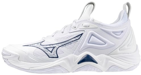 Mizuno Wave Momentum 3 Women's Volleyball Shoe, Scarpe da pallavolo Donna, Bianco Blu Marino, 40.5 EU