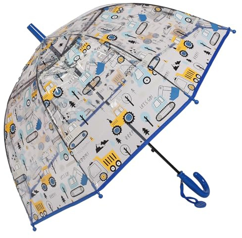 ThreeH Parapluie Transparent à Ouverture Automatique pour Enfant avec une Prise en Main Facile Parapluie à Bulles Sécurité 8 Baleines en fibre Bleu Foncé