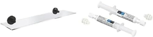 Grohe Start - Glasablage- Set (Material: Glas/Metall, 530mm, inkl. QuickGlue A2: Klebeset für Zwei Klebepunkte), matt schwarz, 412022430
