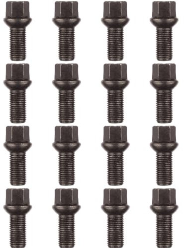 Ellis Excellence Set of 16 Alloy Wheel Bolts M14 x 1.5, 27mm Thread, Radius Seat, 17mm Hex (Black)