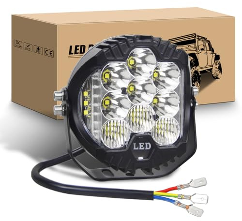 RIGIDON Led Scheinwerfer Rund, 7 Zoll 75W 7500LM Arbeitsscheinwerfer | 12V 24V Wasserdicht 6000K Weiß Offroad Zusatzscheinwerfer, Nebelscheinwerfer für Auto ATV LKW Traktor Fahrzeuge 4x4