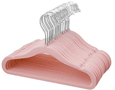 GETSTREE Kleider, Kleider, Kleiderbügel, beflockte Baby-Kleiderbügel, Kinder-Kleiderbügel mit drehbarem Haken, eingekerbtes Schulter-Design for Kinderkleidung, 30 Stück, Rosa