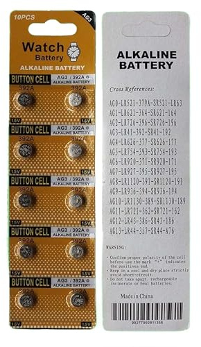 Simpletek - 10 pilas de 1,5 V LR41 AG3 | Pila de botón para relojes, termómetros y pequeños dispositivos electrónicos | Paquete de 10 pilas