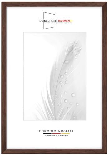 Cornice portafoto in legno sottile, 24 x 32 cm, colore marrone wengé, con vetro sintetico infrangibile e antiriflesso, cornice per poster, puzzle, foto collage DR074