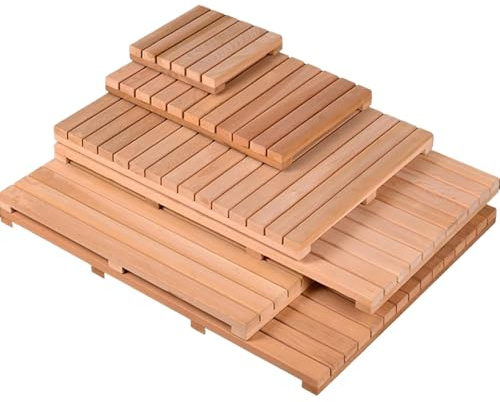 NEPHRA Solid Wood Bathroom Anti-Slip Mat, Wooden Shower Mat, Shower Mat Outside Shower, Anti Slip Bath Mat, Wooden Pallet, Shower Duckboards, Non-Slip(50x75cm/20x30in)