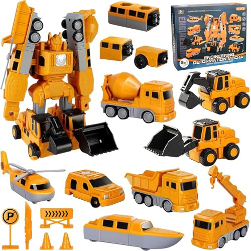 Pipihome Magnetische Bauwelt Fahrzeuge, 35PCS Magnetischer Verformung Roboter Baustellenfahrzeuge Auto Spielzeugset, Magnetische Bausteine, Magnetic Toy Kinder ab 3-9 Jungen Mädche
