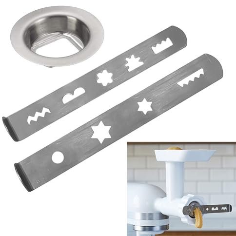 Spritzgebäckvorsatz Fleischwolf,3 Stück Spritzgebäckvorsatz Gebäckvorsatz,Spritzgebäckaufsatz für Fleischwolf,8 Formen Spritzgebäckaufsatz mit Verbindungsring für Fleischwolf Küchenmaschine