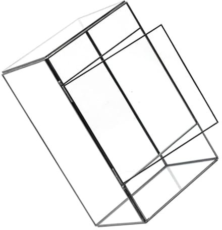 GAROZATION Handgefertigtes Kleines Glas-Terrarium Mit Geometrischem Design Langlebiger Tisch-moosphylindergarten Aus Glas Und Zinn Dekorativer Mikro-landschaftsbehälter Für Pflanzen Und DIY
