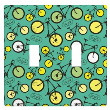 Placca di copertura per interruttore della luce a levetta, 2 piastre da parete di dimensioni standard 11,4 x 11,4 cm, motivo bicicletta doppia piastra di copertura per interruttore della luce, piastra