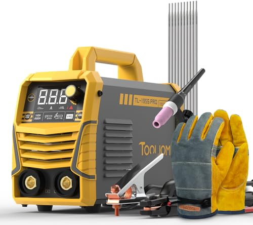 TOOLIOM 195A Stick/Lift TIG Welder with Lift TIG Torch 110V/220V Dual Voltage Welding Machine with Synergic Control Portable MMA Welder Machine with VRD, Hot Start and ARC Force