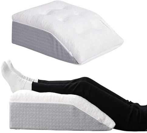 HAVARGO Almohada para las venas, almohada de elevación de piernas de espuma viscoelástica, almohada para aliviar las piernas, almohada de posicionamiento con funda extraíble, almohada para piernas de