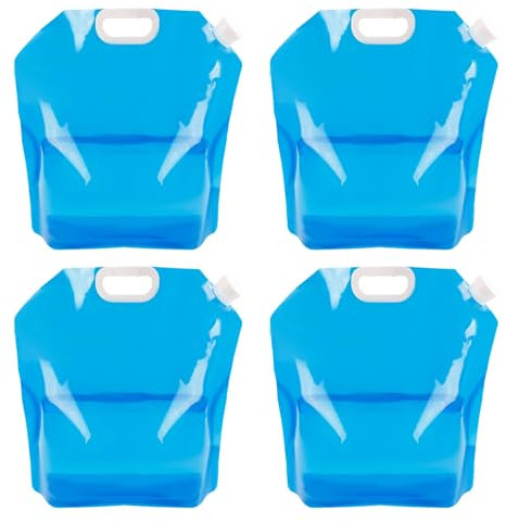 VStoy 4 Stück 10L Faltbarer Trinkwasserkanister, Outdoor, Camping Wassersack, BPA-frei, Leicht & Platzsparend für Reisen, Notvorrat (Blau)