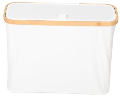 MINAOLULUS Toilet Paper Storage Basket Bamboo Lid Beige Container for Bathroom Organization Multifunctional Holder for Easy Maintenance and Stylish