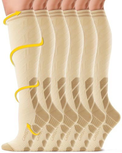CAMBIVO Medias de Compresión Mujer Hombre 3Pares, Calcetines Compresion 20-30mmHg, Medias de Compresion Varices para Deporte, Running, Ciclismo, Deportivos, Senderismo, Viajes, Enfermera