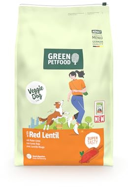 Green Petfood Red Lentil complete dog food | Vegetarian recipe | All breed sizes | For dogs with meat protein allergies | Sensitive digestion | 10kg